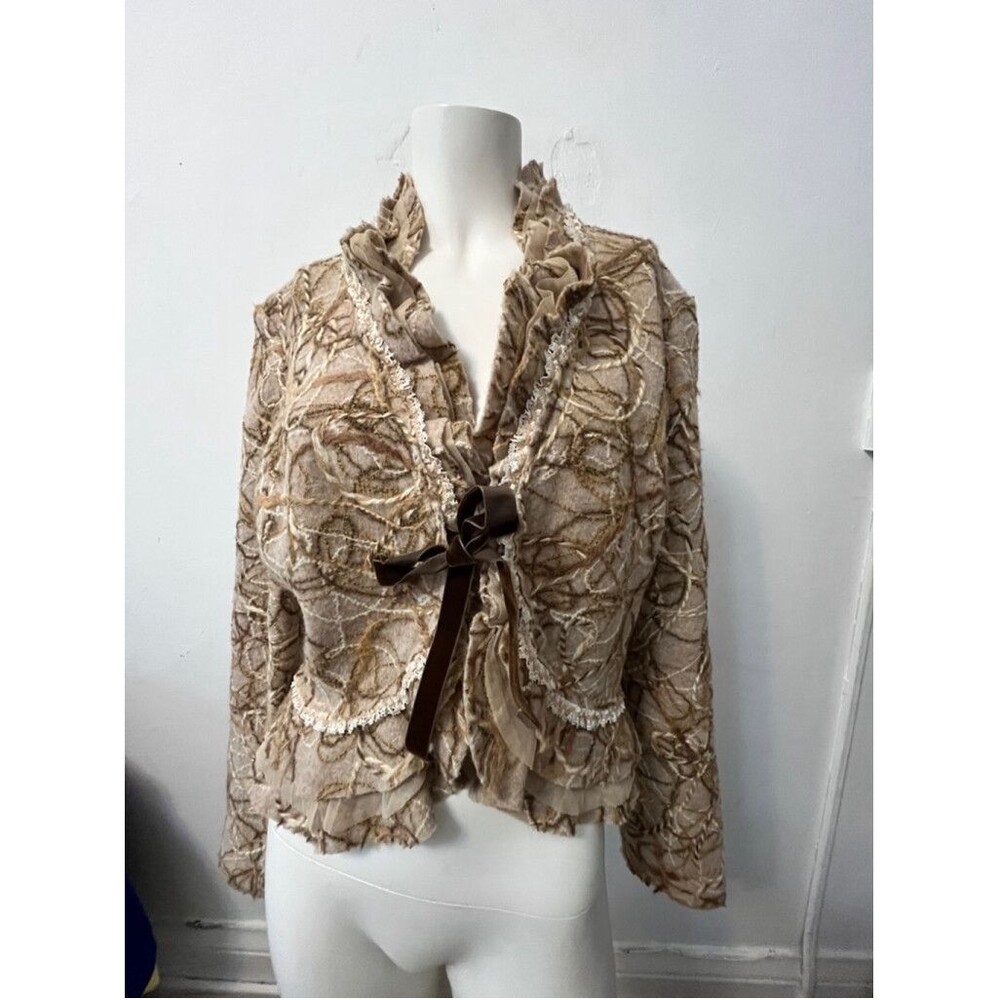 Alberto Makali shacket 10 brown Ruffle western safari boho cowgirl ranch country